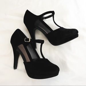 Call It Spring Black Velvet Platform Heels